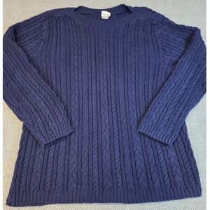 Cherokee Plus Size Navy Blue Cable Knit Sweater 100% Cotton Made in USA 22W 24W